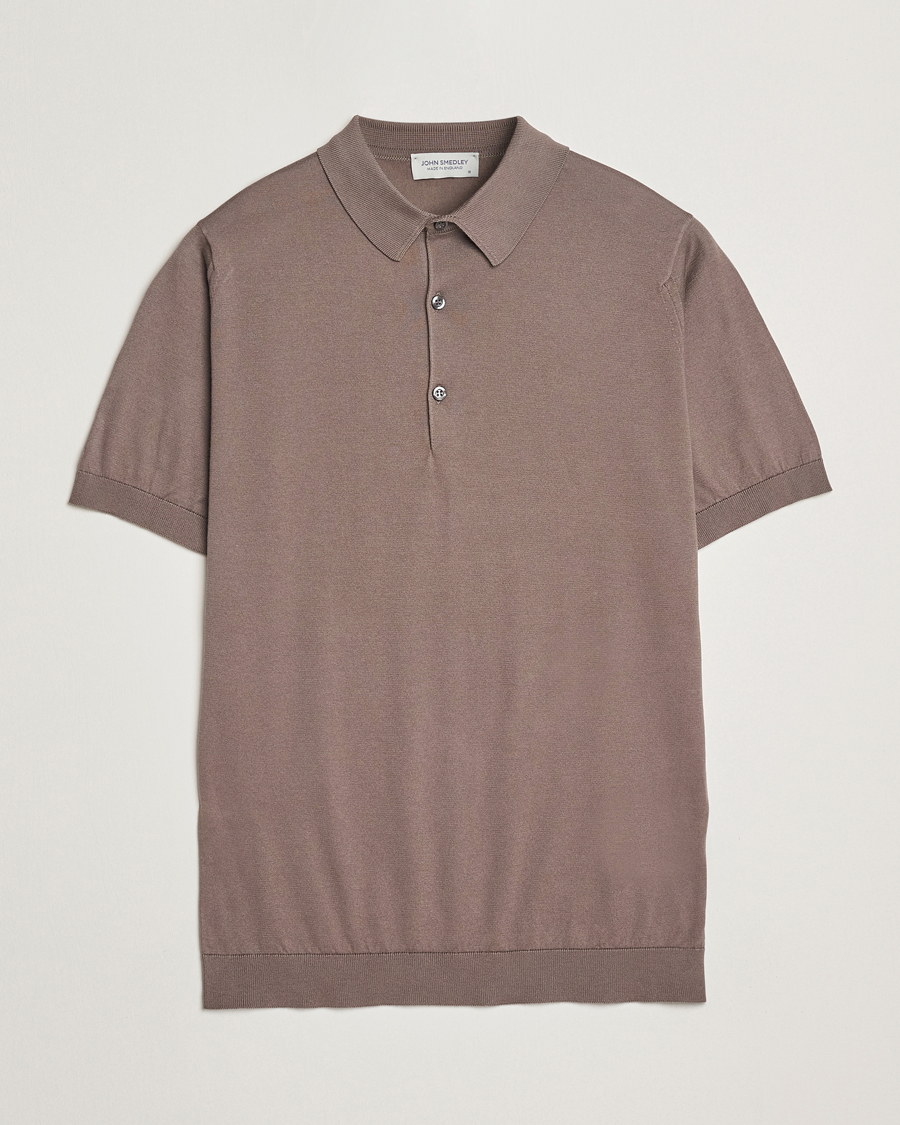 Hombres | Polos | John Smedley | Adrian Slim Fit Sea Island Polo Beige Musk