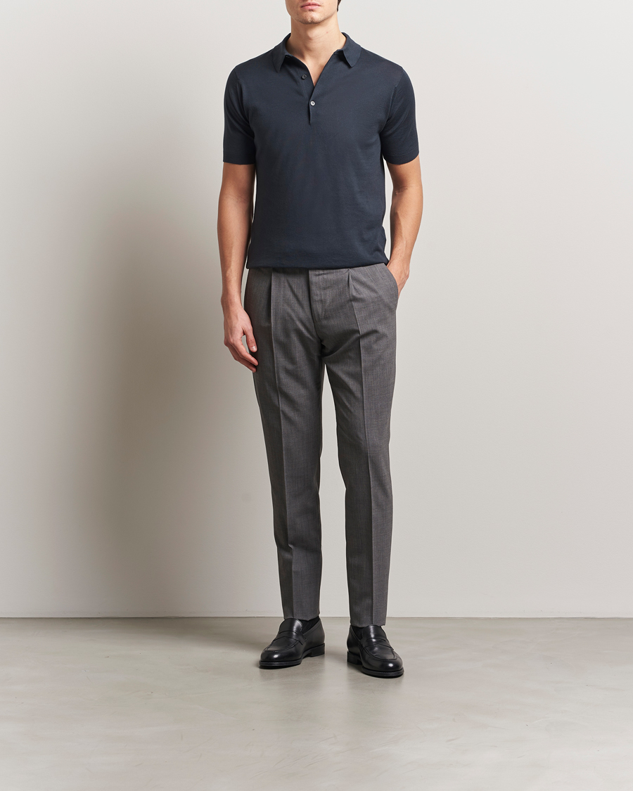 Hombres | Polos | John Smedley | Adrian Slim Fit Sea Island Polo Flint
