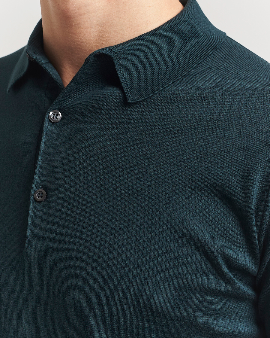 Hombres | Polos | John Smedley | Adrian Slim Fit Sea Island Polo Rain Forest