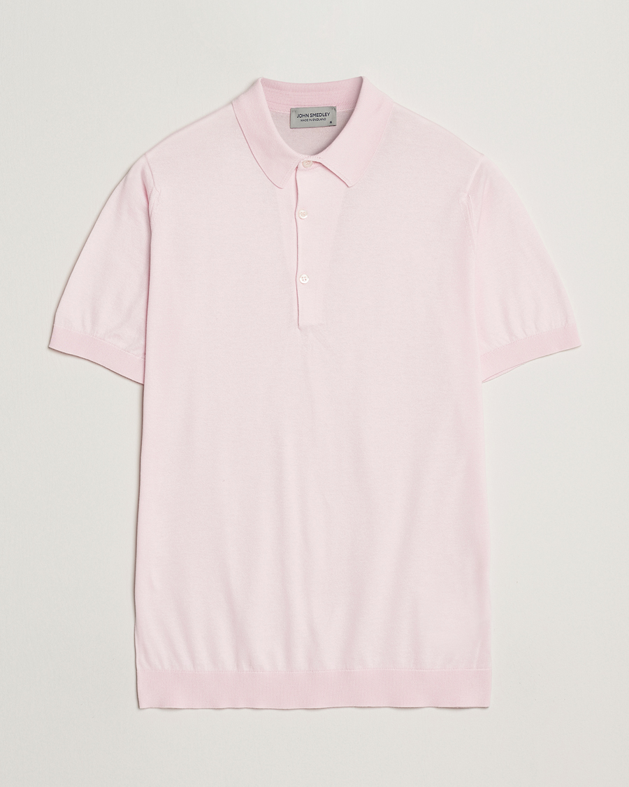 Hombres | Polos | John Smedley | Adrian Slim Fit Sea Island Polo Soft Pink