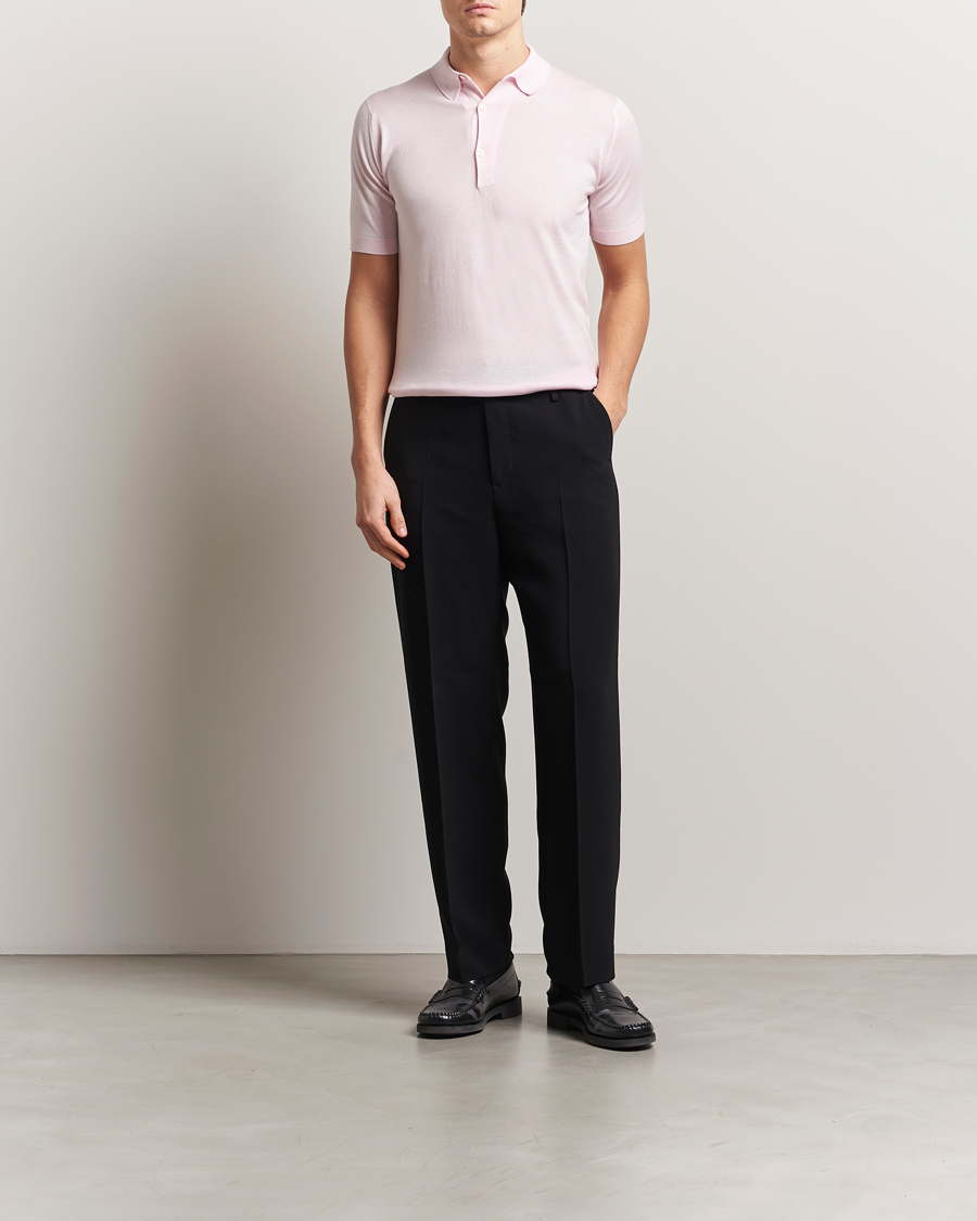 Hombres | Polos | John Smedley | Adrian Slim Fit Sea Island Polo Soft Pink