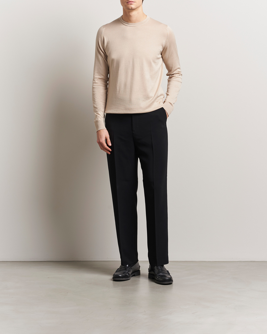 Hombres | Jerséis y prendas de punto | John Smedley | Rowland Sea Island Crew Neck Pullover Almond