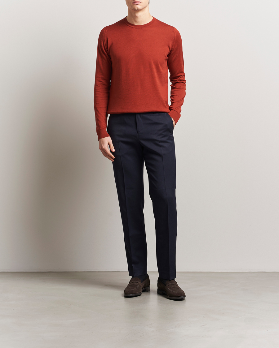 Hombres | Jerséis y prendas de punto | John Smedley | Rowland Sea Island Crew Neck Pullover Baked Red