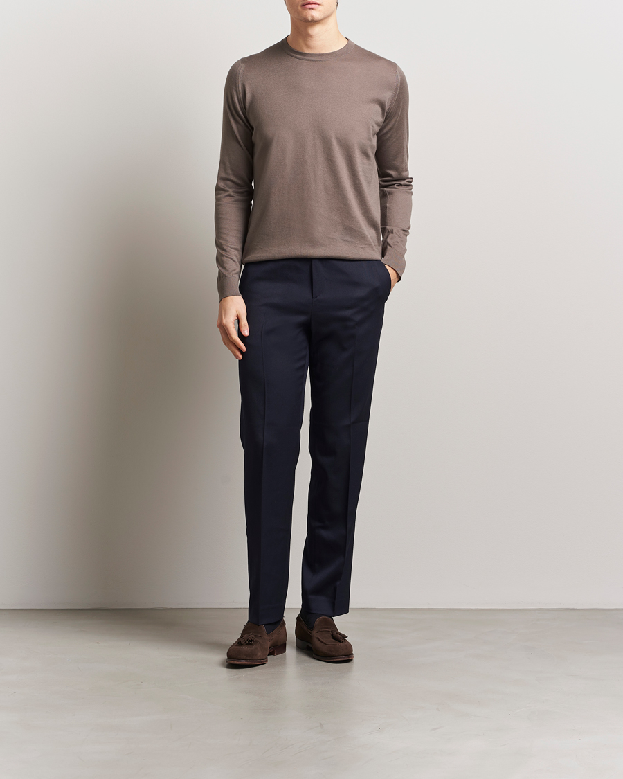 Hombres | Jerséis y prendas de punto | John Smedley | Rowland Sea Island Crew Neck Pullover Beige Musk