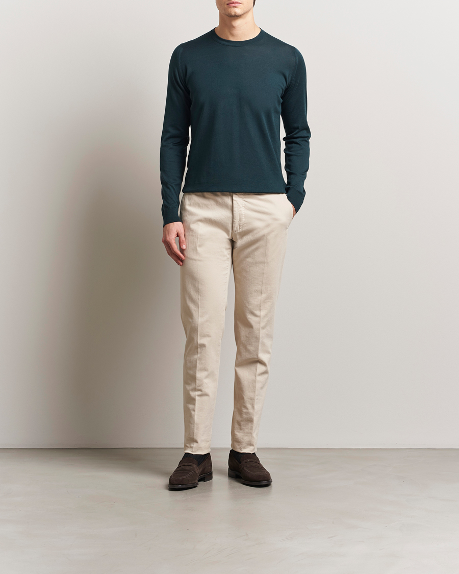 Hombres | Jerséis y prendas de punto | John Smedley | Rowland Sea Island Crew Neck Pullover Rain Forest