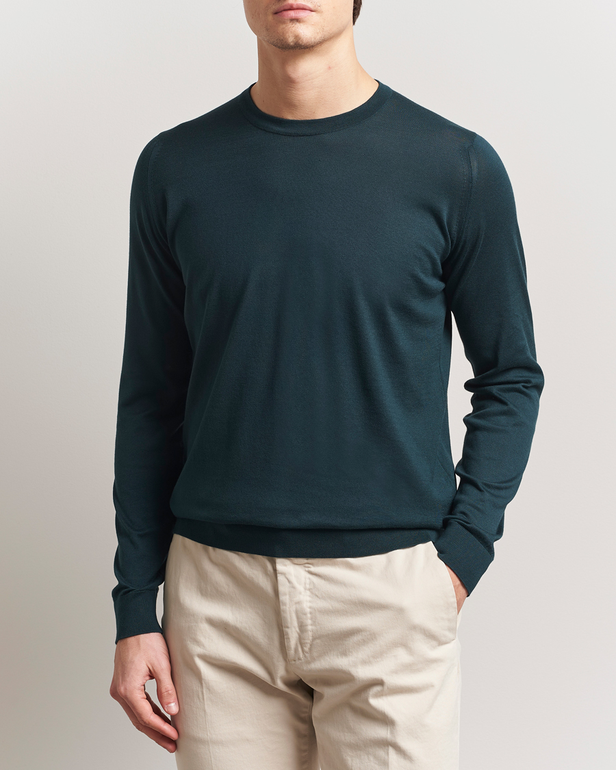 Hombres | Jerséis y prendas de punto | John Smedley | Rowland Sea Island Crew Neck Pullover Rain Forest