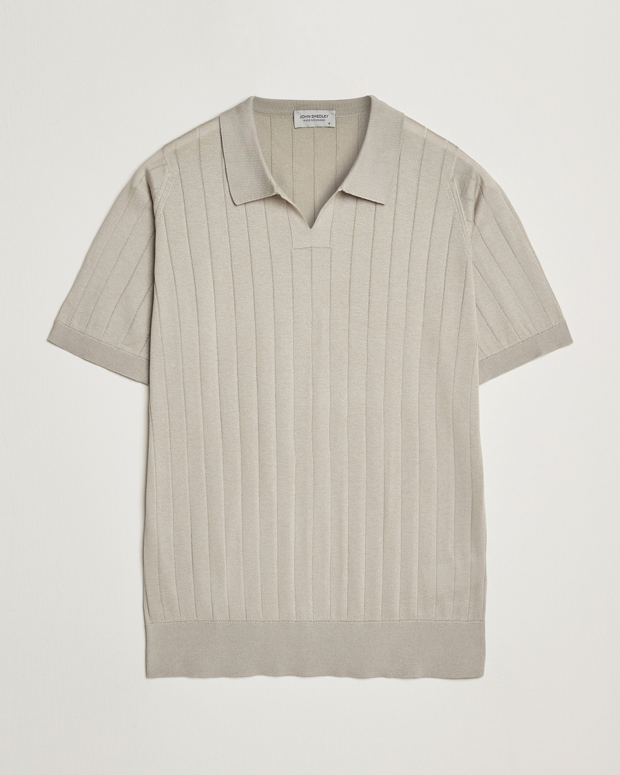 Hombres | Polos | John Smedley | Roper Open Collar Sea Island Polo Parchment