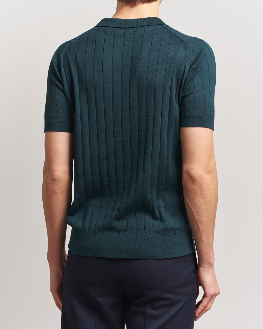 Hombres | Polos | John Smedley | Roper Open Collar Sea Island Polo Rain Forest