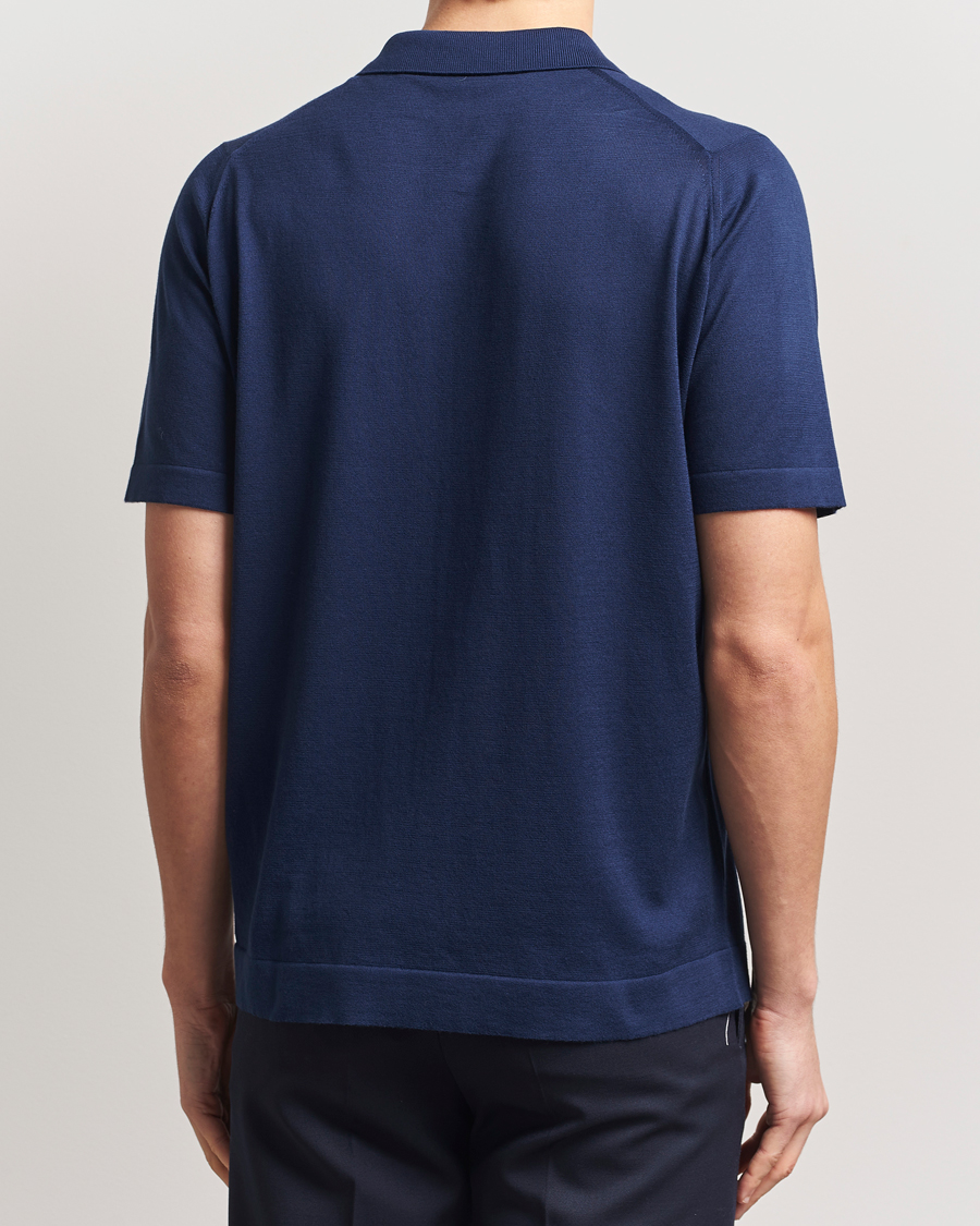 Hombres | Camisas | John Smedley | Folke Sea Island Knitted Polo French Navy