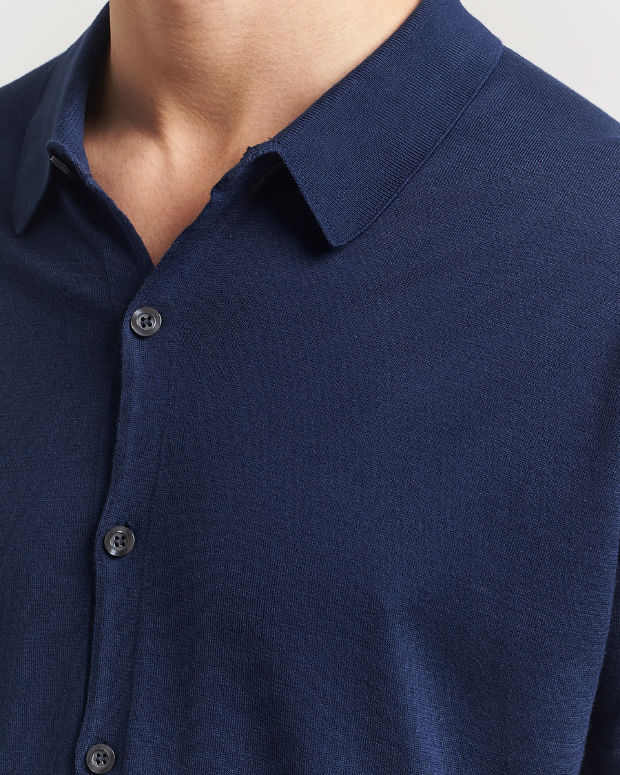 Hombres | Camisas | John Smedley | Folke Sea Island Knitted Polo French Navy