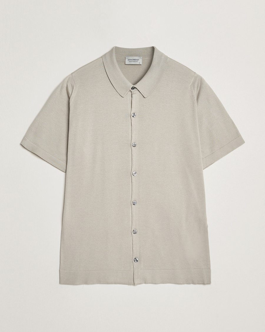 Hombres | Camisas | John Smedley | Folke Sea Island Knitted Polo Parchment