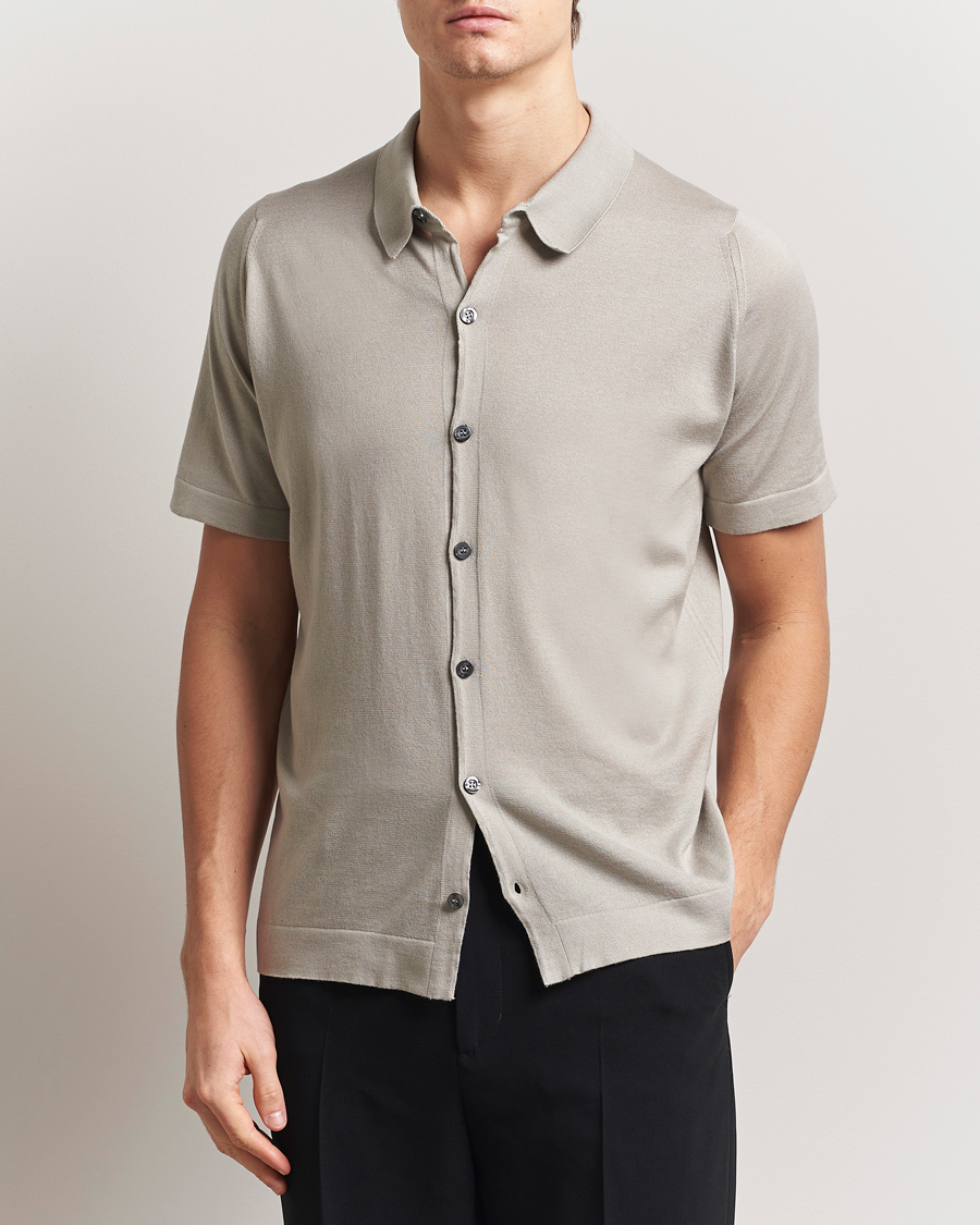 Hombres | Camisas | John Smedley | Folke Sea Island Knitted Polo Parchment