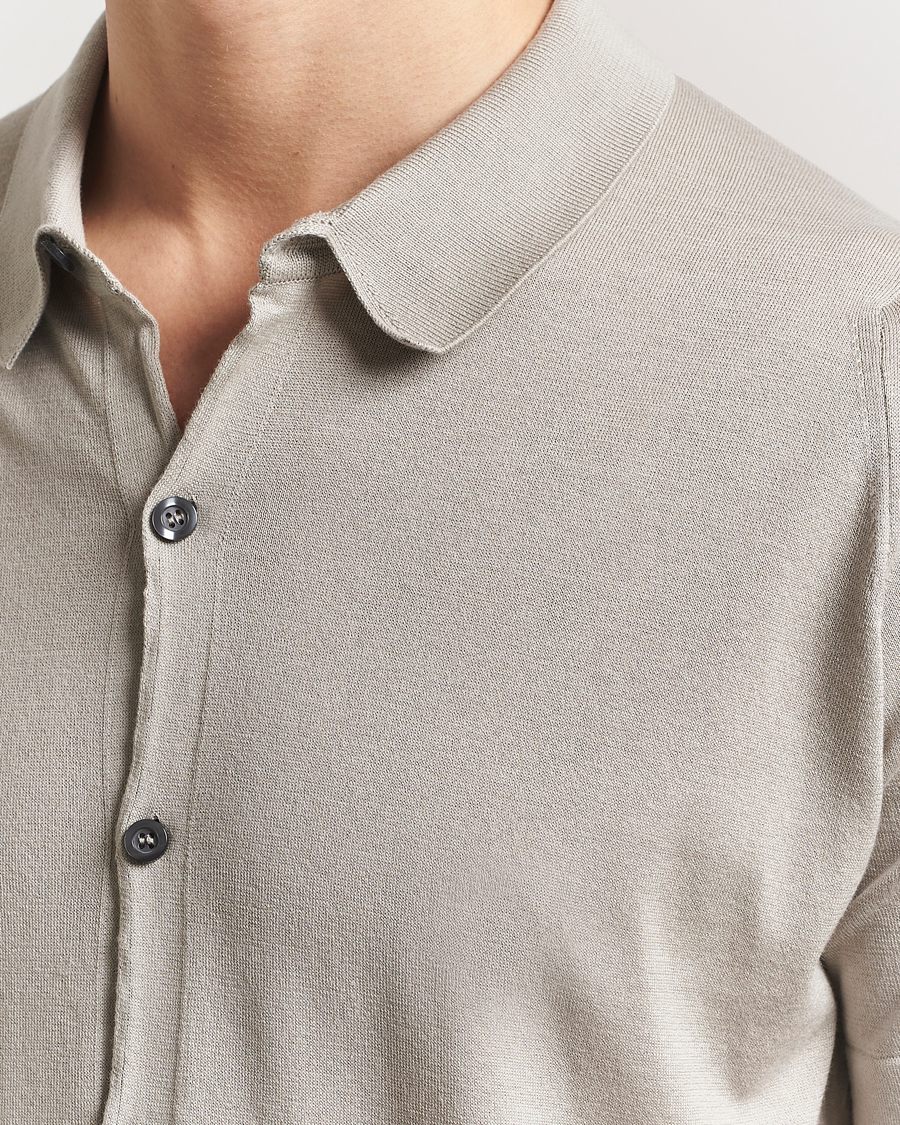 Hombres | Camisas | John Smedley | Folke Sea Island Knitted Polo Parchment