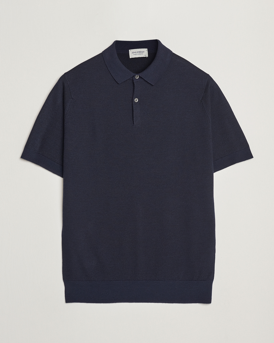 Hombres | Polos | John Smedley | 14 Singular Textured Polo Midnight/Black