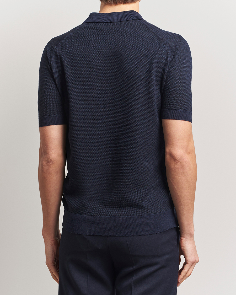 Hombres | Polos | John Smedley | 14 Singular Textured Polo Midnight/Black