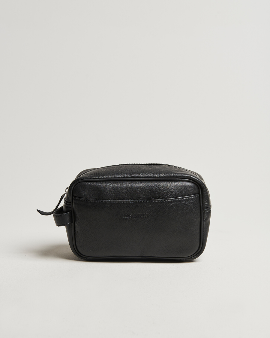 Hombres | Les Deux Leather Washbag Black | LES DEUX | Leather Washbag Black