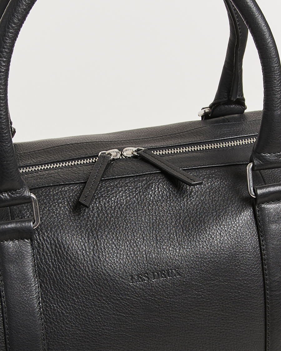 Hombres | Les Deux Leather Weekendbag Black | LES DEUX | Leather Weekendbag Black