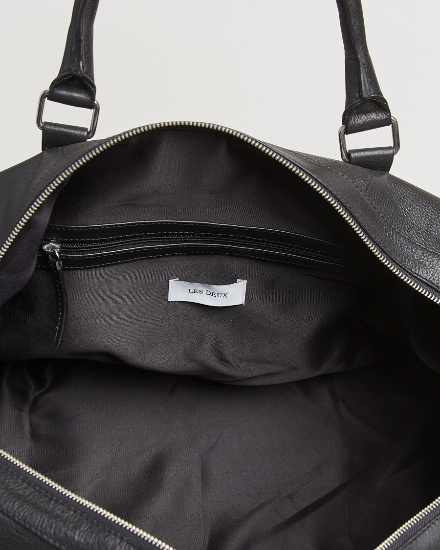 Hombres | Les Deux Leather Weekendbag Black | LES DEUX | Leather Weekendbag Black