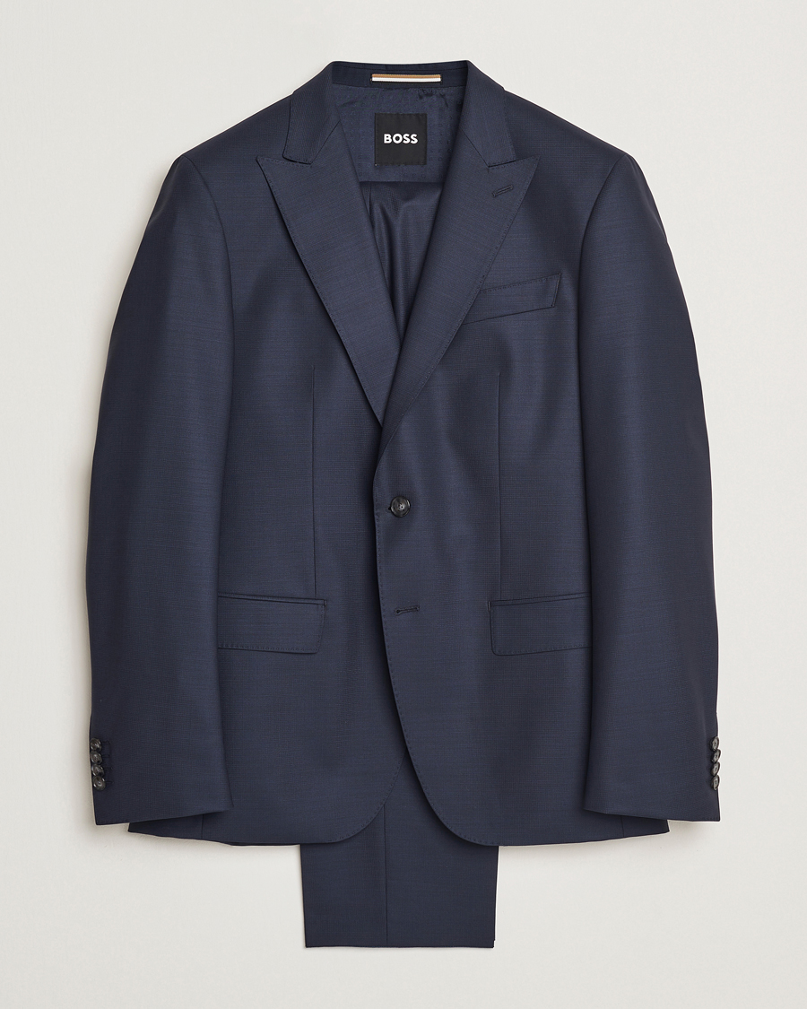 Hombres | Trajes | BOSS BLACK | Huge Wool Peak Lapel Suit Dark Blue