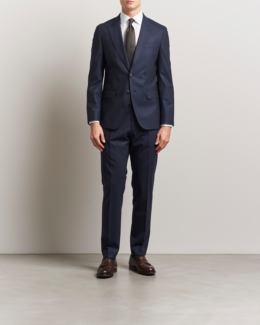 Hombres | Trajes | BOSS BLACK | Huge Wool Peak Lapel Suit Dark Blue