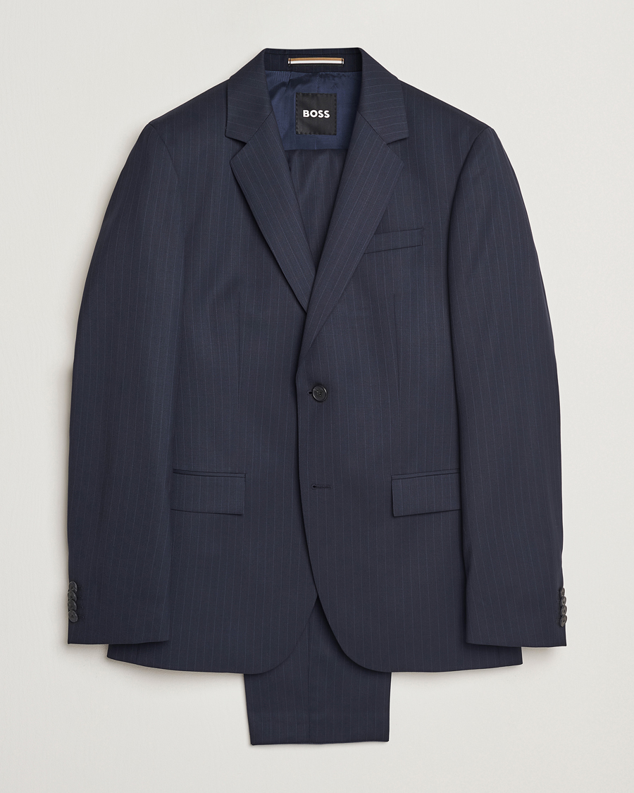 Hombres | Trajes | BOSS BLACK | Houston Wool Pinstriped Suit Dark Blue