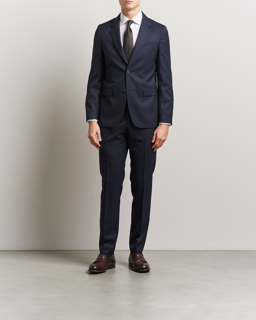 Hombres | Trajes | BOSS BLACK | Houston Wool Pinstriped Suit Dark Blue