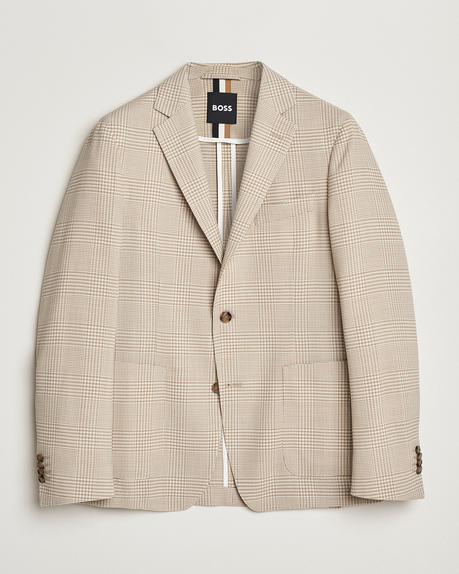 Hombres | Blazers | BOSS BLACK | Hanry Wool Checked Blazer Light Beige