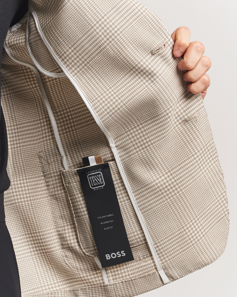Hombres | Blazers | BOSS BLACK | Hanry Wool Checked Blazer Light Beige
