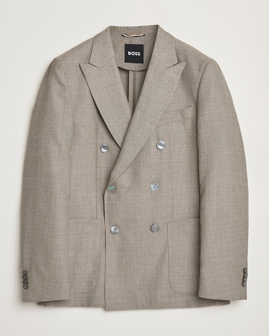 Hombres | Blazers | BOSS BLACK | Huge Wool Double Breasted Blazer Light Beige