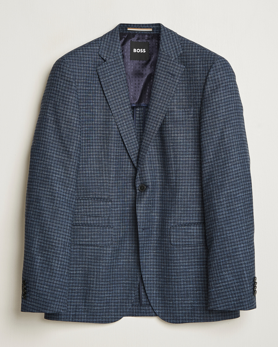 Hombres | Blazers | BOSS BLACK | Janson Wool Dogtooth Blazer Medium Blue