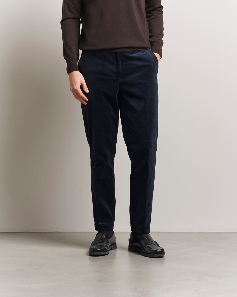 Hombres | Pantalones | BOSS BLACK | Perin Spring Cord Trousers Dark Blue