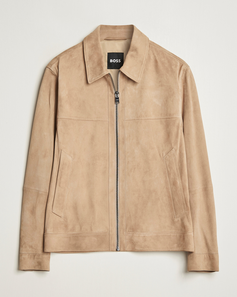 Hombres | Abrigos y chaquetas | BOSS BLACK | Malbano Suede Jacket Light Beige
