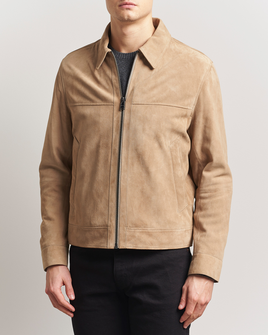 Hombres | Abrigos y chaquetas | BOSS BLACK | Malbano Suede Jacket Light Beige