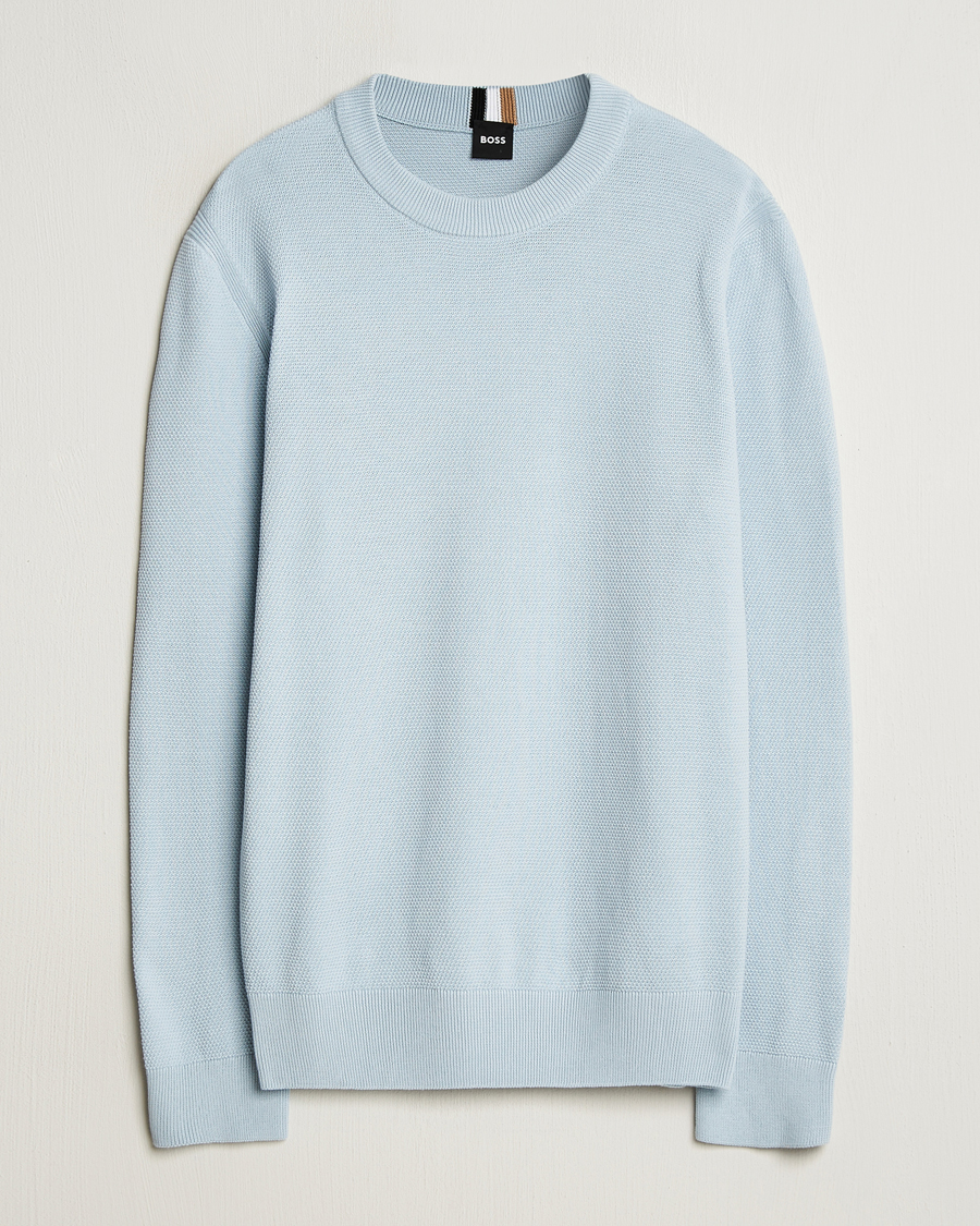 Hombres | Jerséis y prendas de punto | BOSS BLACK | Ecaio Knitted Sweater Light Blue