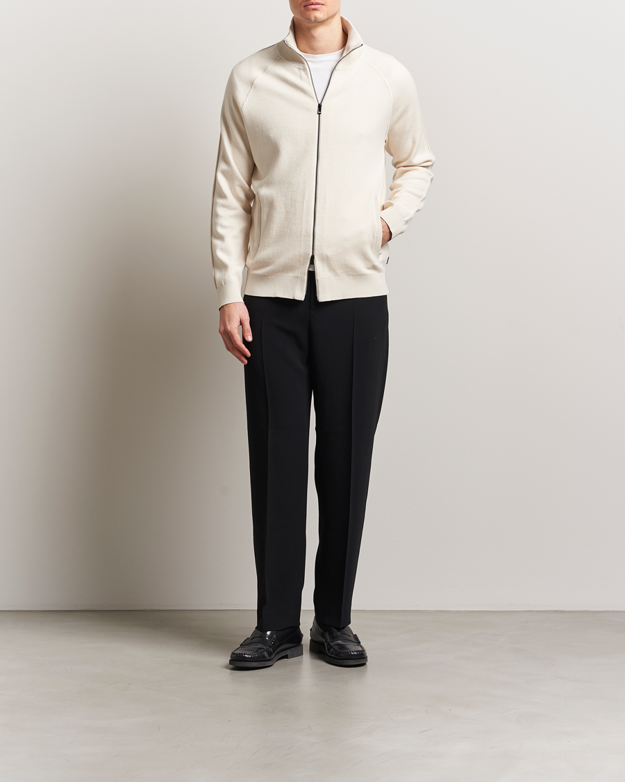 Hombres | Jerséis y prendas de punto | BOSS BLACK | Domico Knitted Full Zip Open White