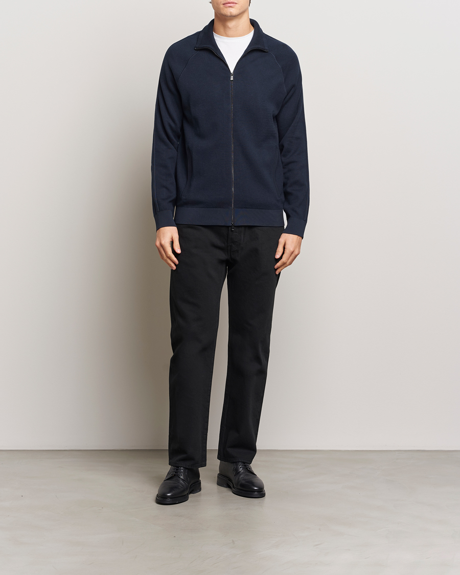 Hombres | Jerséis y prendas de punto | BOSS BLACK | Domico Knitted Full Zip Dark Blue