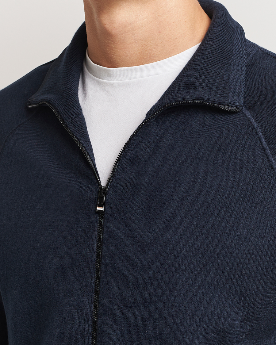 Hombres | Jerséis y prendas de punto | BOSS BLACK | Domico Knitted Full Zip Dark Blue