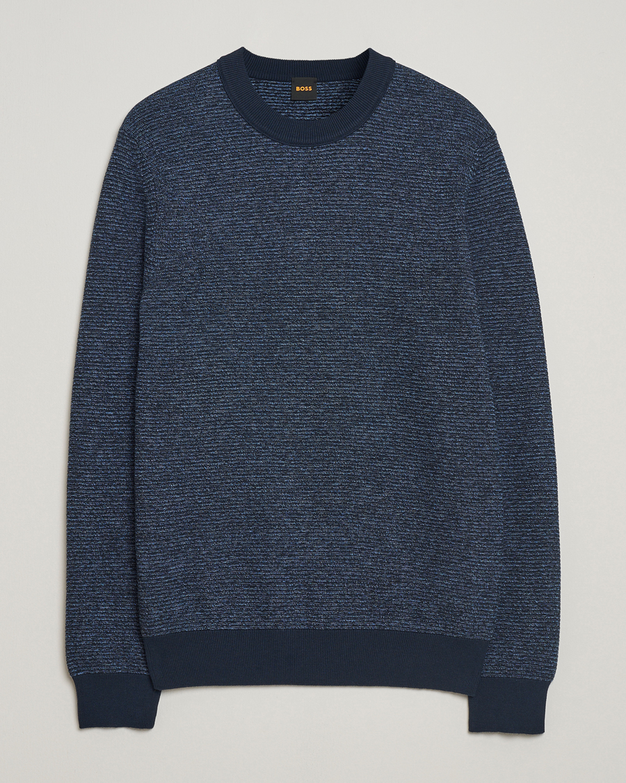 Hombres | Jerséis y prendas de punto | BOSS ORANGE | Aspoki Structured Knitted Sweater Dark Blue