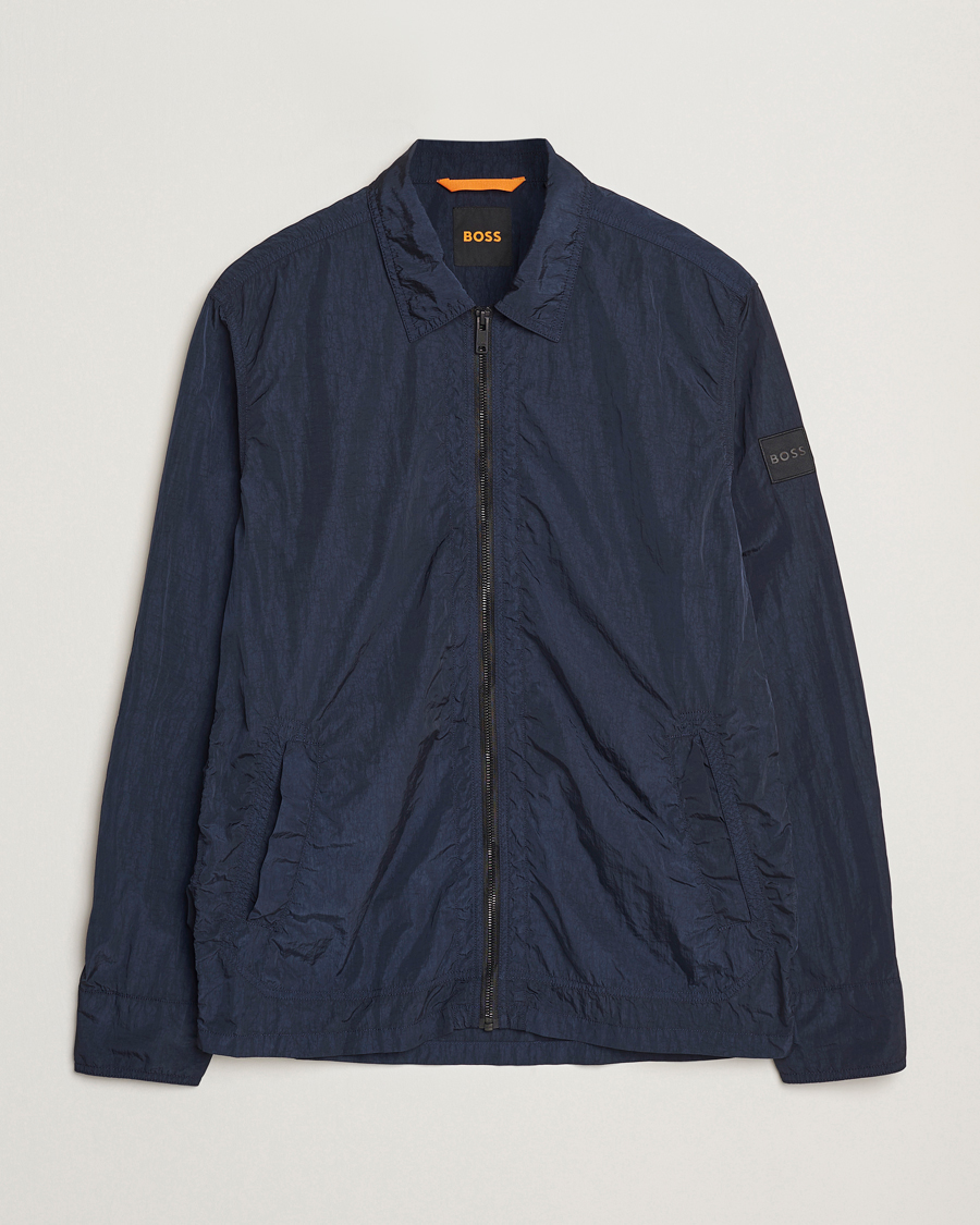 Hombres | Camisas | BOSS ORANGE | Leejay Nylon Full Zip Overshirt Dark Blue