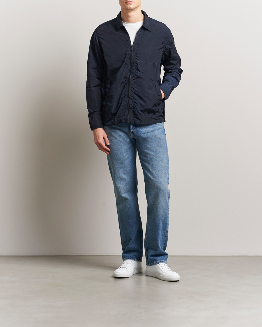 Hombres | Camisas | BOSS ORANGE | Leejay Nylon Full Zip Overshirt Dark Blue