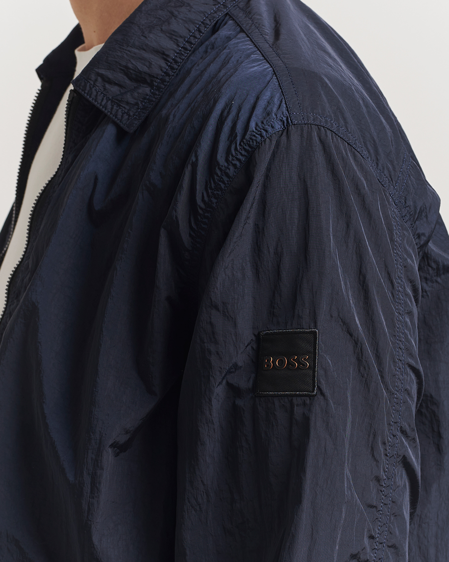 Hombres | Camisas | BOSS ORANGE | Leejay Nylon Full Zip Overshirt Dark Blue