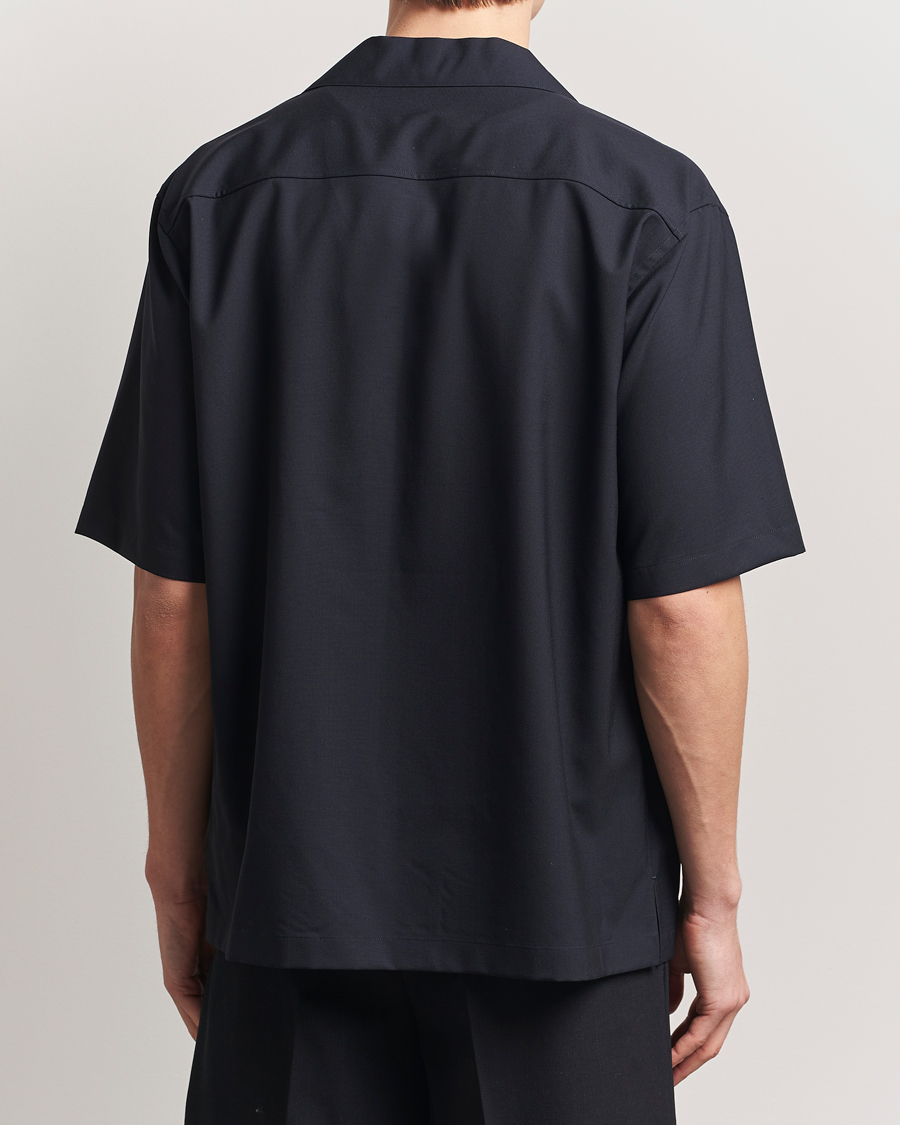Hombres | Camisas | Auralee | Open Collar Short Sleeve Shirt Navy