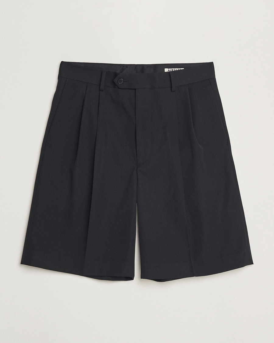 Hombres | Pantalones cortos | Auralee | Light Wool Gabardine Shorts Black