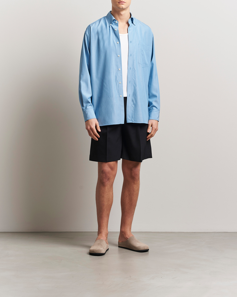 Hombres | Pantalones cortos | Auralee | Light Wool Gabardine Shorts Black