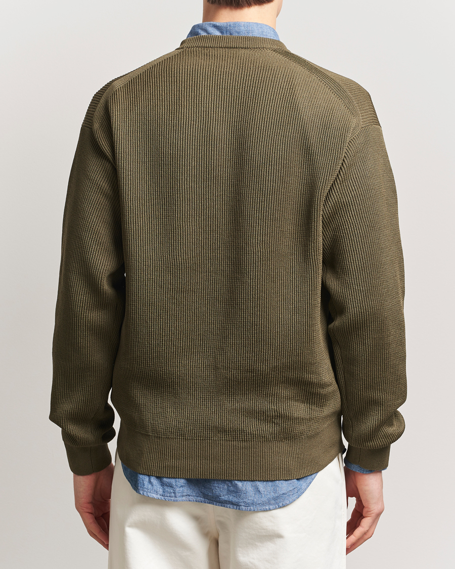 Hombres | Jerséis y prendas de punto | Auralee | Cotton Rib Crew Neck Khaki