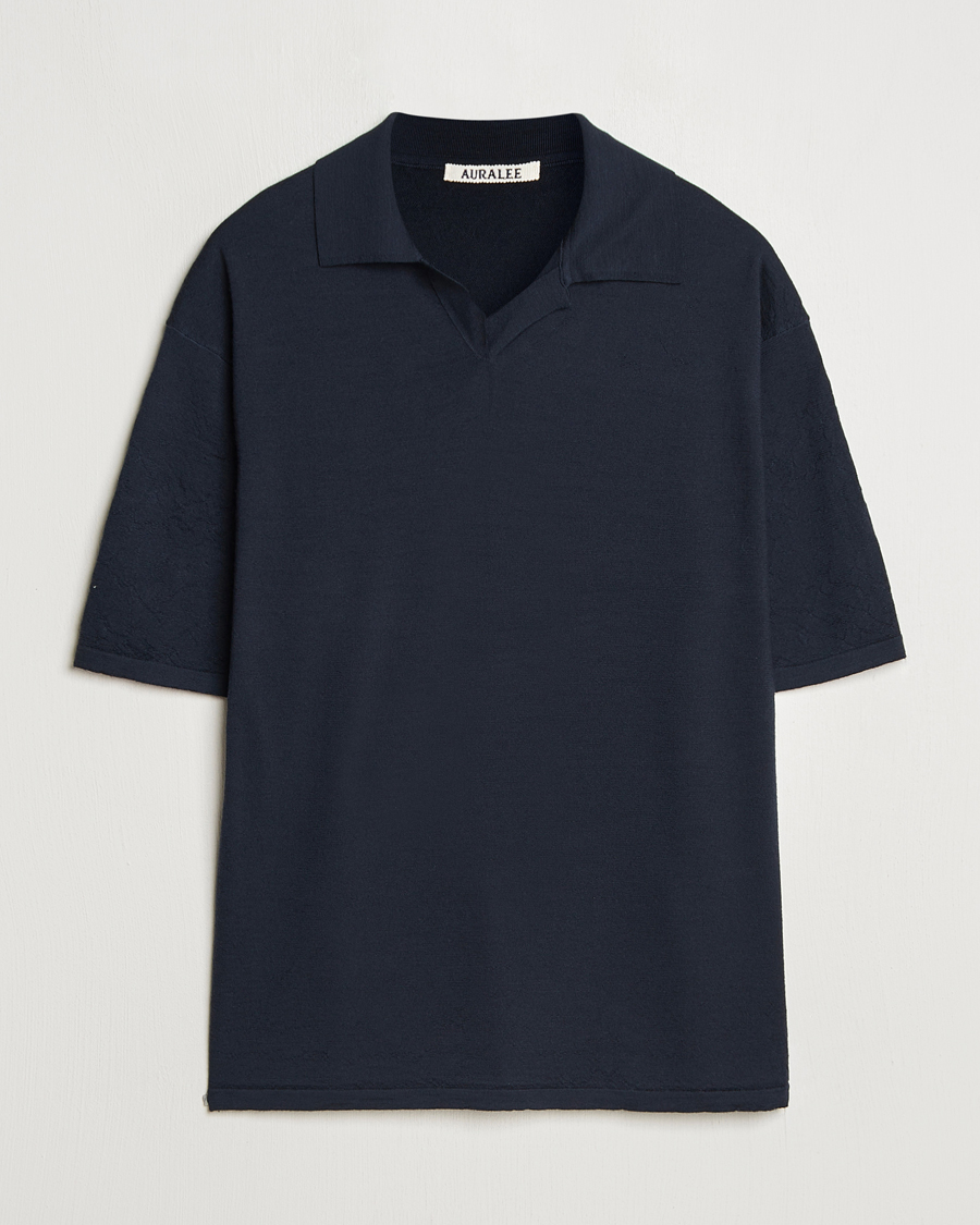 Hombres | Jerséis y prendas de punto | Auralee | Wool Knit Polo Navy