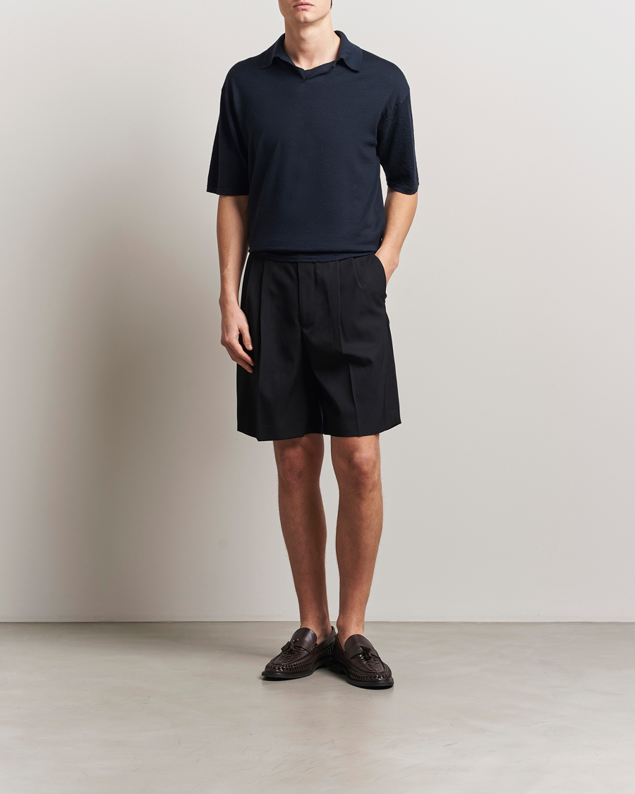 Hombres | Jerséis y prendas de punto | Auralee | Wool Knit Polo Navy