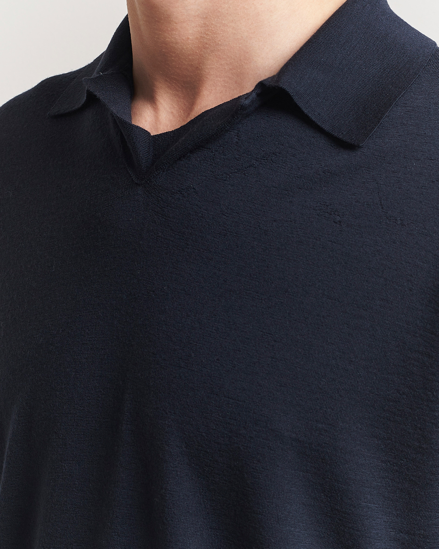 Hombres | Jerséis y prendas de punto | Auralee | Wool Knit Polo Navy