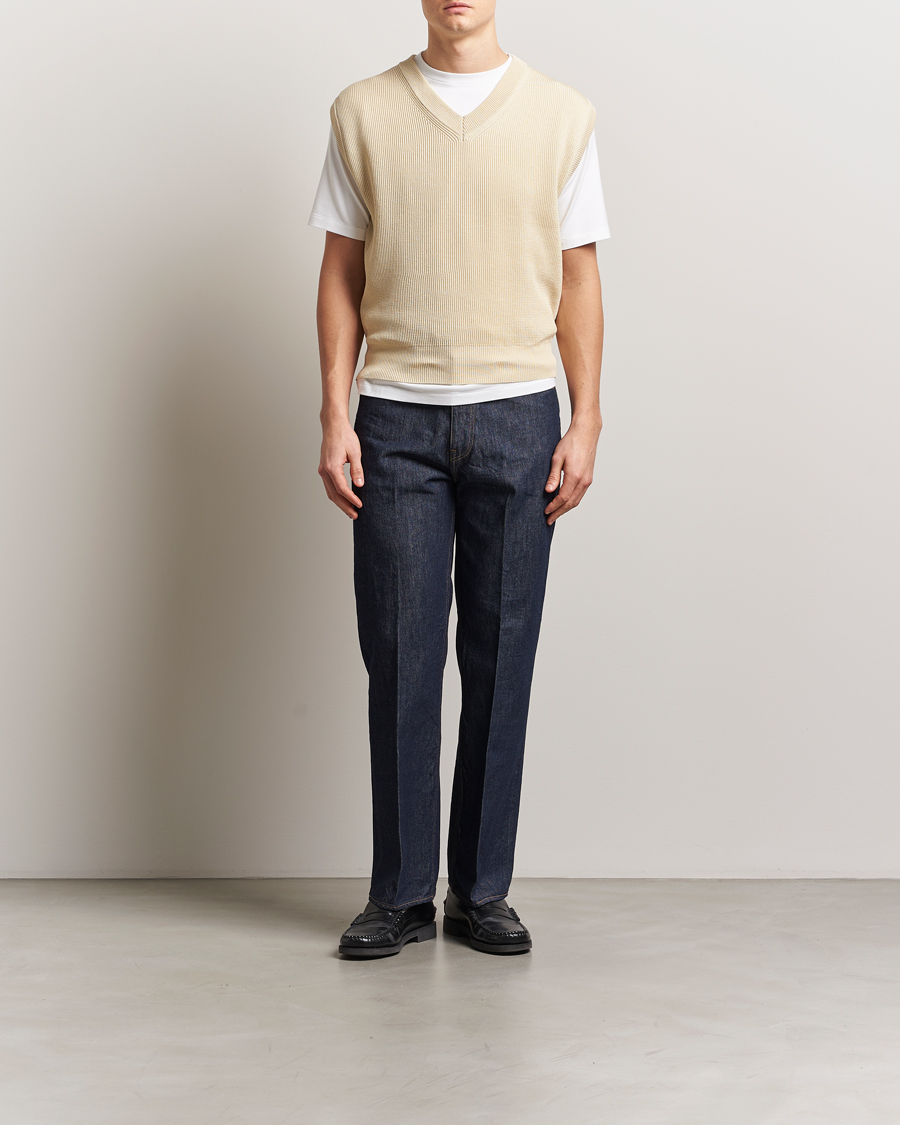Hombres | Jerséis y prendas de punto | Auralee | Rib Knit Vest Ivory