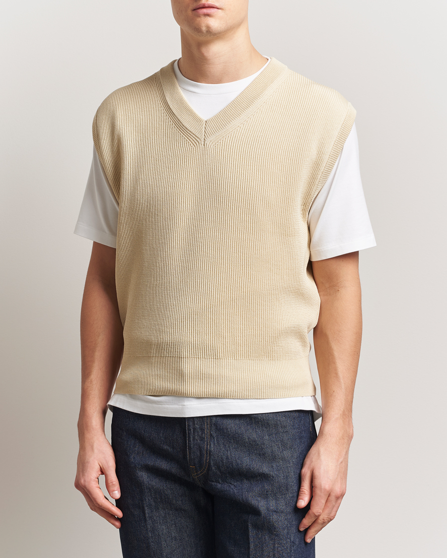 Hombres | Jerséis y prendas de punto | Auralee | Rib Knit Vest Ivory